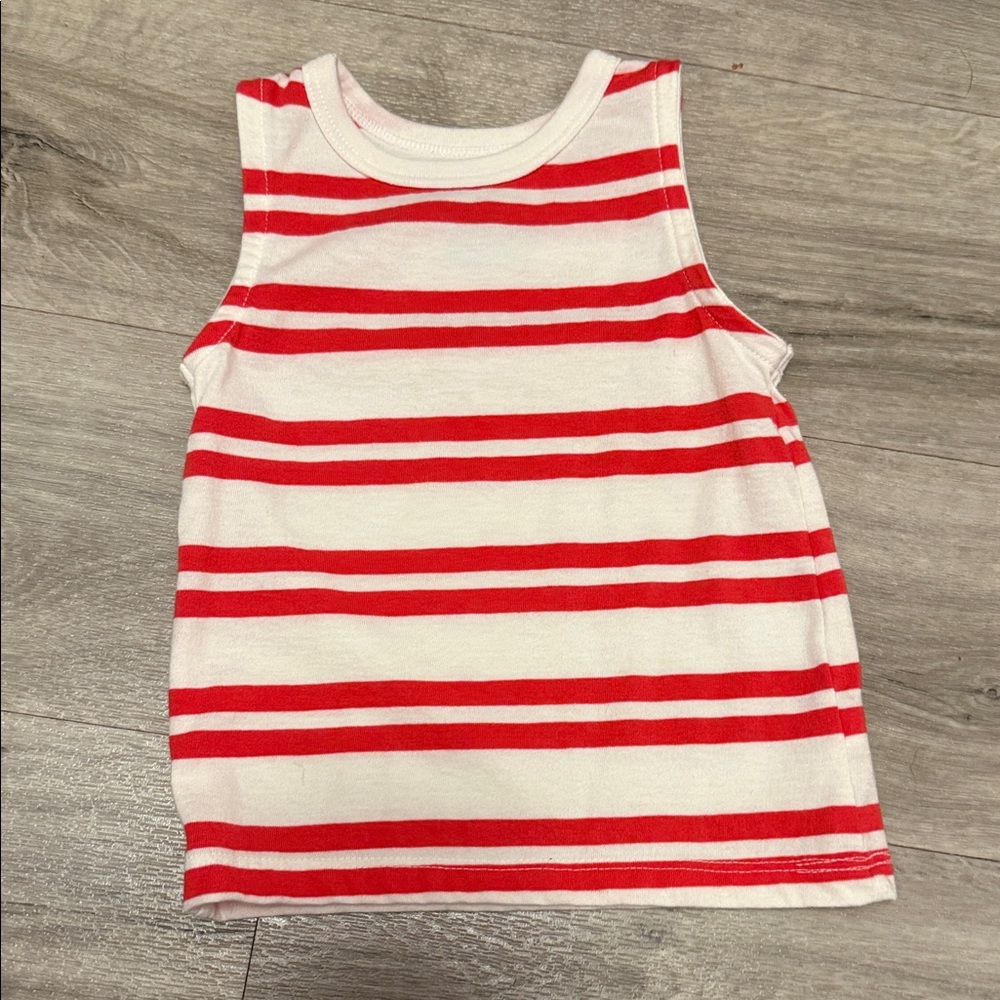 Cat & Jack Red and White Striped Tank Top